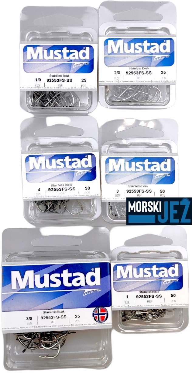 Ami Mustad 92553 FS Inox Paletta 25 Pezzi mis. da 1/0 a 4/0